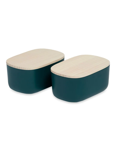 Open Spaces Small Wooden Lid Bins