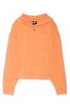 Nike Garment Washed Hoodie In Atomic Orange/ Black
