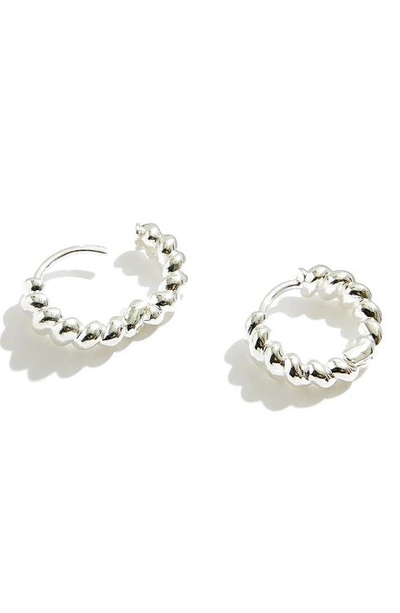 Madewell Delicate Collection Demi Fine 14k Gold Plate Puffed Huggie Hoop Earrings In Sterling Silver