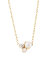 ZOË CHICCO WOMEN'S 14K YELLOW GOLD, DIAMOND, & 4MM FRESHWATER PEARL CLUSTER PENDANT NECKLACE