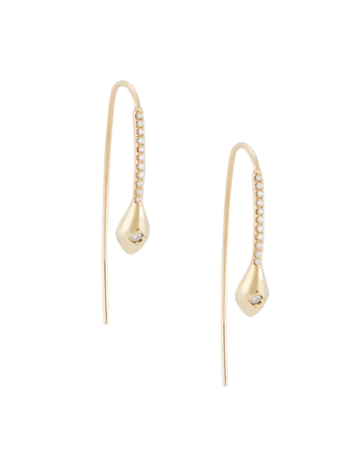 Zoë Chicco Women's Kingdom Kollection 14k Yellow Gold & Diamond Snake-head Threader Earrings