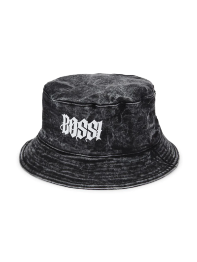 Bossi Acid Wash Logo Bucket Hat In Black