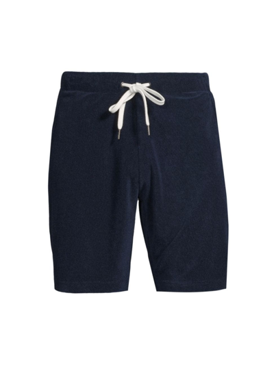 Onia Land To Water Straight-leg Mid-length Stretch-chambray Swim Shorts In Blue