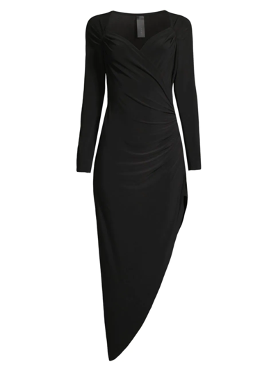 Norma Kamali Asymmetric Draped Jersey Stretch Dress In In Black