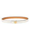 Tory Burch Miller Leather Belt In Ivory/tan/gold