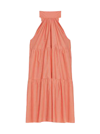 Theory Tiered Neck-tie Halter Mini Dress In Pink