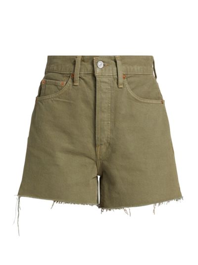 Re/done Cutoff Jean Shorts In Washed Sage