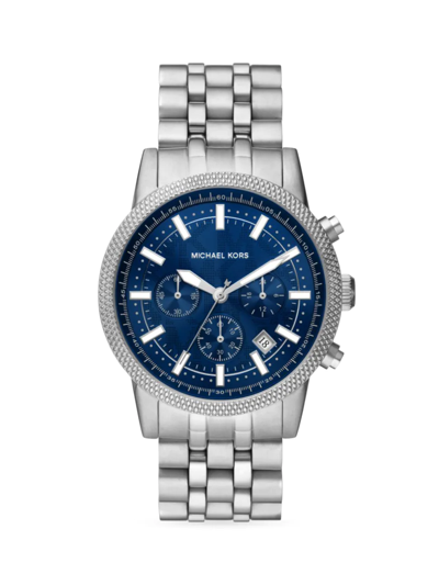 Michael Kors Men's Hutton Chronograph Stainless Steel Bracelet Watch 43mm In Silver-tone