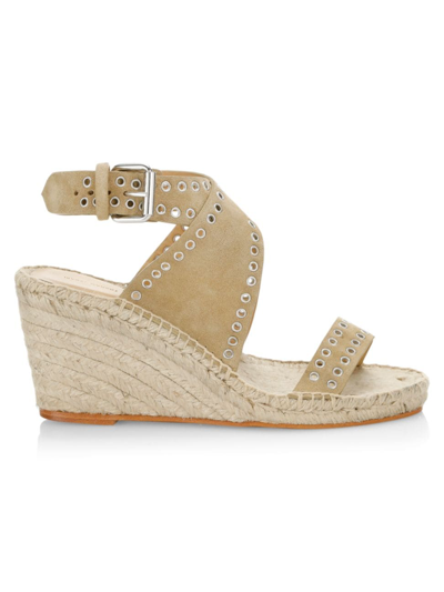 Isabel Marant Iriane Suede Grommet Wedge Sandals In Beige