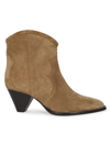 Isabel Marant Dewina Suede Calfskin Western Ankle Boots In Khaki