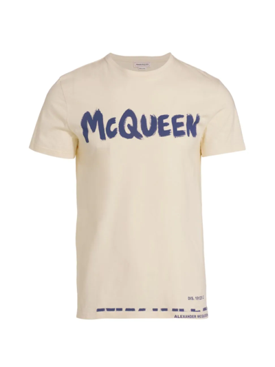 Alexander Mcqueen Logo-print Cotton T-shirt In Ivory Multi