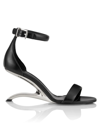 Alexander Mcqueen Arc Calfskin Architectural-heel Sandals In Black/silver