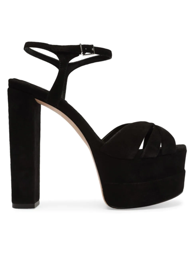 Schutz Keefa Leather Ankle-strap Platform Sandals In Black