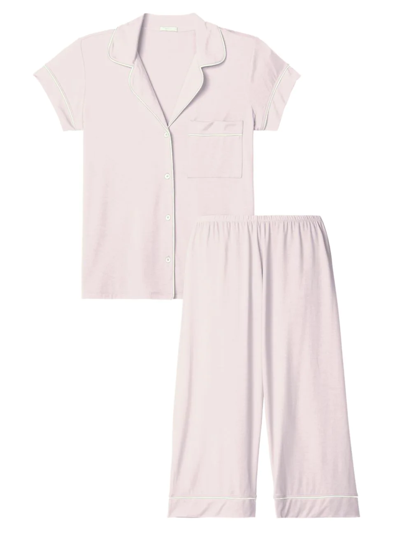 Eberjey Gisele Cropped Two-piece Jersey Pajama Set In Lilac Ivory