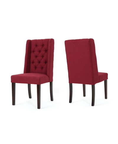 Noble House Blythe Tufted Dining Chairs Set, 2 Piece In Red