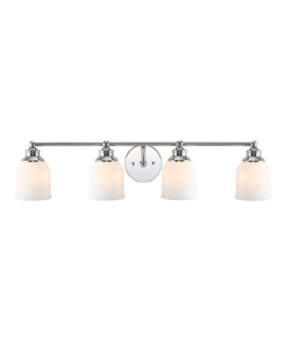 Jonathan Y Lydia 4-light Glass Farmhouse Cottage Led Vanity Light In Silver