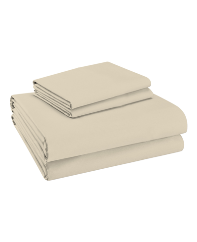 Color Sense 800 Thread Count Wrinkle Resistant Sateen Solid Sheet 4 Piece Set, Queen In Ivory