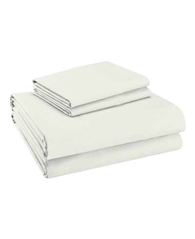 Color Sense 800 Thread Count Cotton Blend 4 Pc Sateen Sheet Set Queen In White