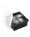 THIRSTYSTONE THIRSTYSTONE BY CAMBRIDGE LARGE 4-CUBE SILICONE ICE MOLD WITH CLEAR LID