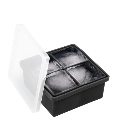 Thirstystone By Cambridge Large 4-cube Silicone Ice Mold With Clear Lid In Black