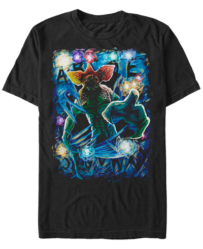 Fifth Sun Men's Stranger Things Demogorgon Starry Short Sleeve T-shirt In Black