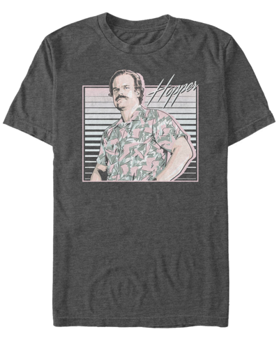 Fifth Sun Men's Stranger Things Hawaiian Hopper Short Sleeve T-shirt In Charcoal Heather