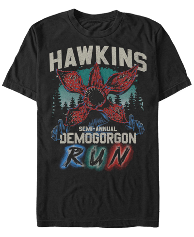 Fifth Sun Men's Stranger Things Hawkins Runner Short Sleeve T-shirt In Black