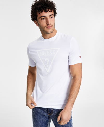 Guess Men's Embossed Logo Short Sleeves T-shirt In White