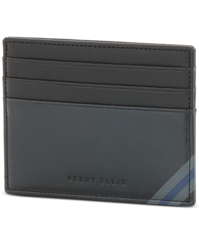 Perry Ellis Portfolio Men's Ribbon Card Case Wallet In Black