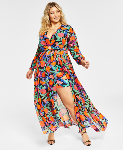 nina parker dress with shorts Nina Parker Trendy Plus Size Printed Short-Sleeve Sequin Dress