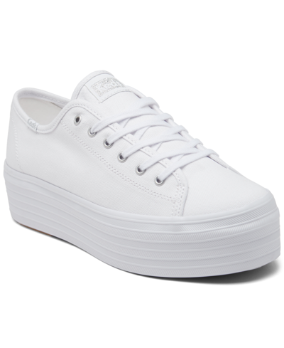 Keds Women's Triple Up Canvas Platform Casual Sneakers From Finish Line In White