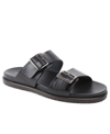 Bruno Magli Men's Erasmo Double Buckle Leather Sandals In Black Leather