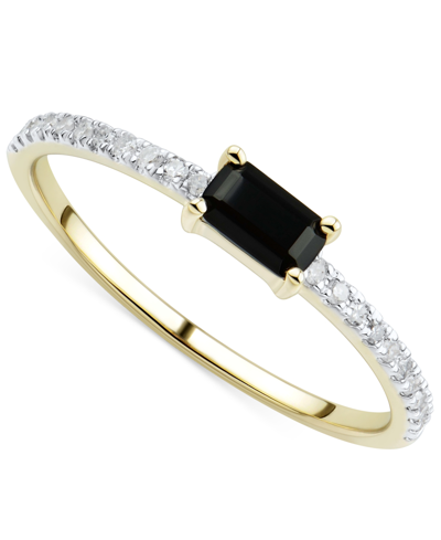 Macy's Onyx & Diamond (1/10 Ct. T.w.) Stack Ring In 14k Gold