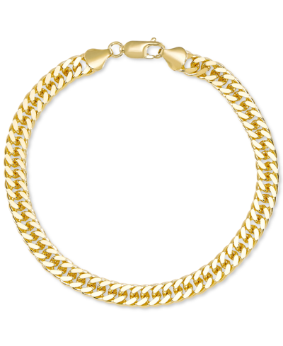 Macy's Men's Curb Link Bracelet In 14k Gold-plated Sterling Silver In Gold Over Silver