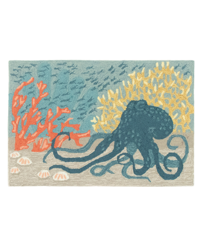 Liora Manne Frontporch Octopus 2'6" X 4' Outdoor Area Rug In Blue