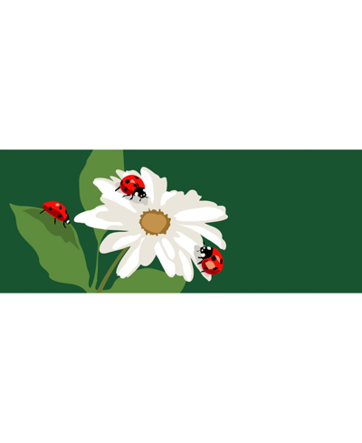 Liora Manne Frontporch Ladybugs 2' X 5' Runner Outdoor Area Rug In Green