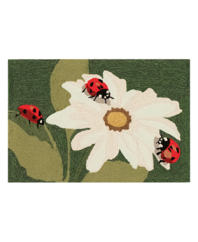 Liora Manne Frontporch Ladybugs 2'6" X 4' Outdoor Area Rug In Green