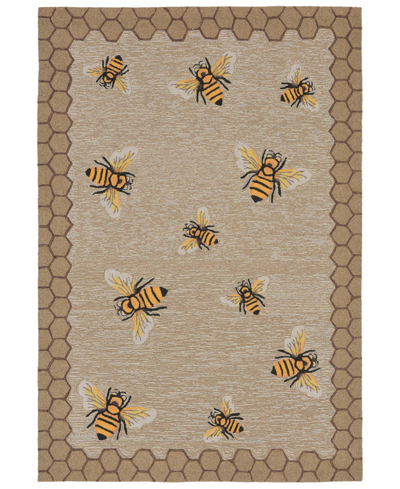 Liora Manne Frontporch Honeycomb Bee 5' X 7'6" Outdoor Area Rug In Beige