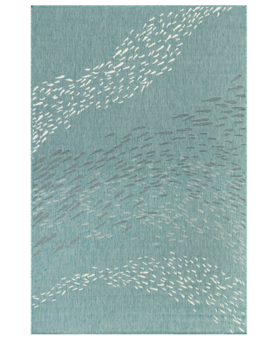 Liora Manne Carmel School Of Fish 3'3" X 4'11" Outdoor Area Rug In Aqua