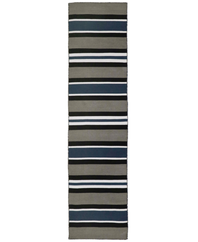 Liora Manne Sorrento Cabana Stripe 2' X 8' Runner Outdoor Area Rug In Navy
