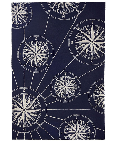Liora Manne Frontporch Compass 3'6" X 5'6" Outdoor Area Rug In Blue