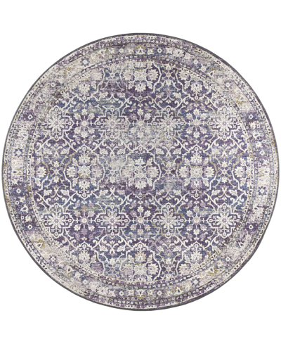 D Style Basilic Bas3 8' X 8' Round Area Rug In Purple