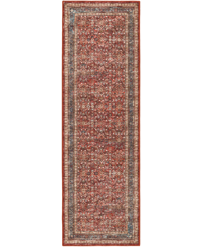D Style Basilic Bas7 2'6" X 12' Runner Area Rug In Red