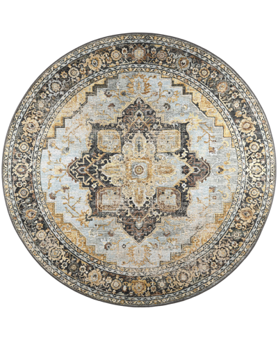 D Style Basilic Bas2 6' X 6' Round Area Rug In Charcoal
