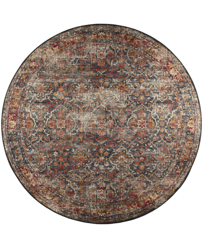 D Style Jericho Jc3 4' X 4' Round Area Rug In Charcoal