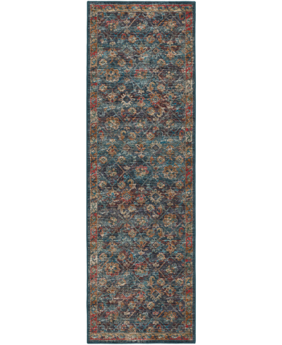 D Style Basilic Bas8 2'6" X 12' Runner Area Rug In Navy