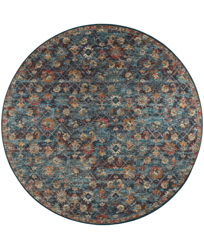 D Style Basilic Bas8 4' X 4' Round Area Rug In Navy