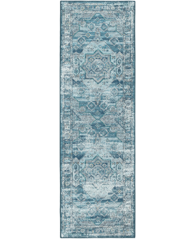 D Style Basilic Bas5 2'6" X 12' Runner Area Rug In Denim