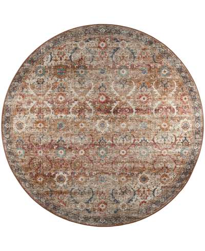 D Style Basilic Bas1 4' X 4' Round Area Rug In Taupe