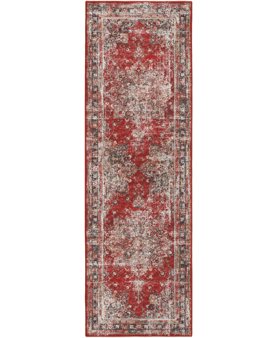 D Style Basilic Bas6 2'6" X 12' Runner Area Rug In Burgundy